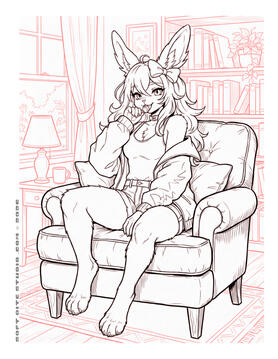 SoftBite Studio Coloring Book Page featuring bunny trans girl